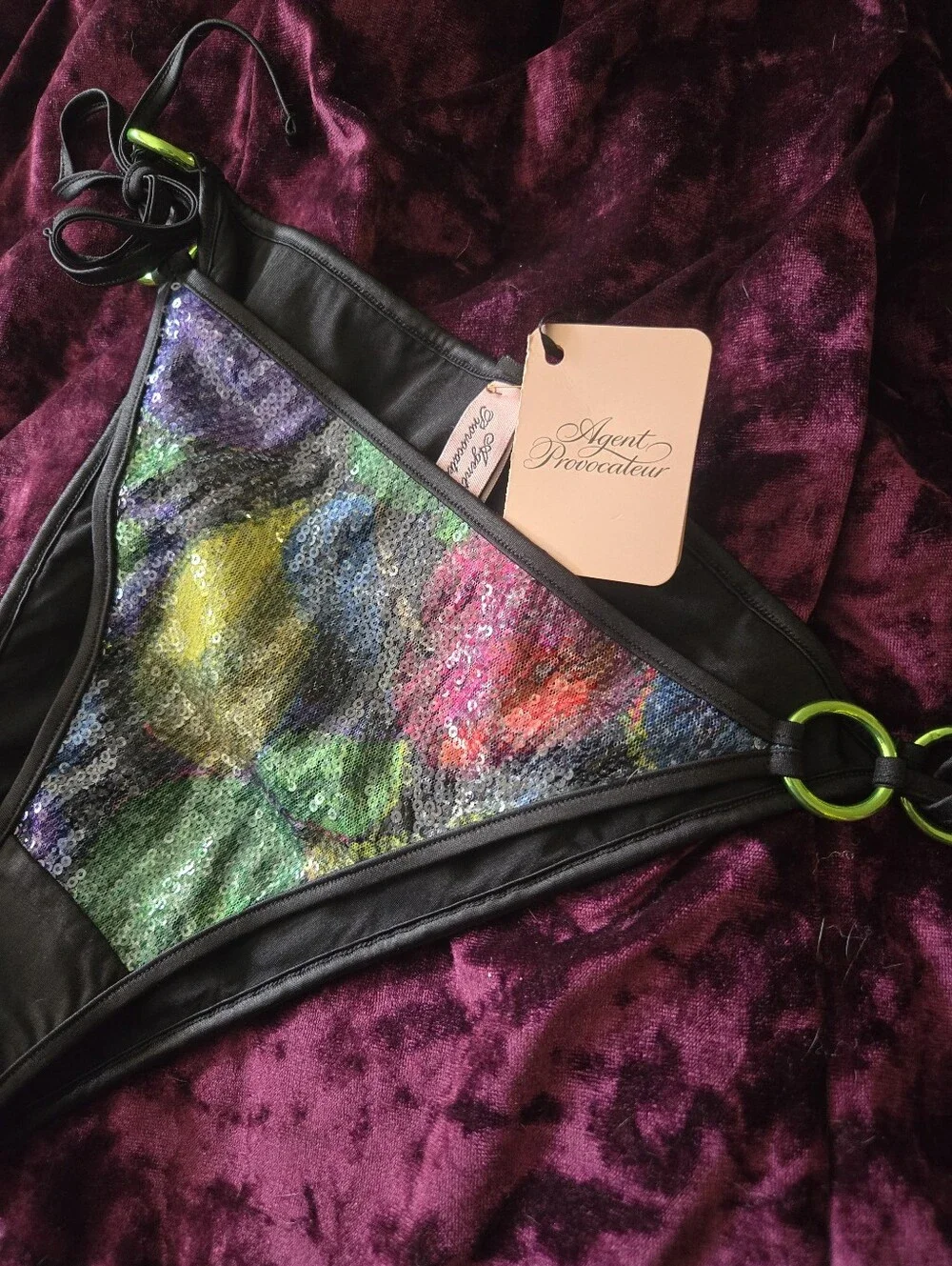 NWT Agent Provocateur Margaritah Sequined Side Tie Bikini Bottom - Picture 1 of 8